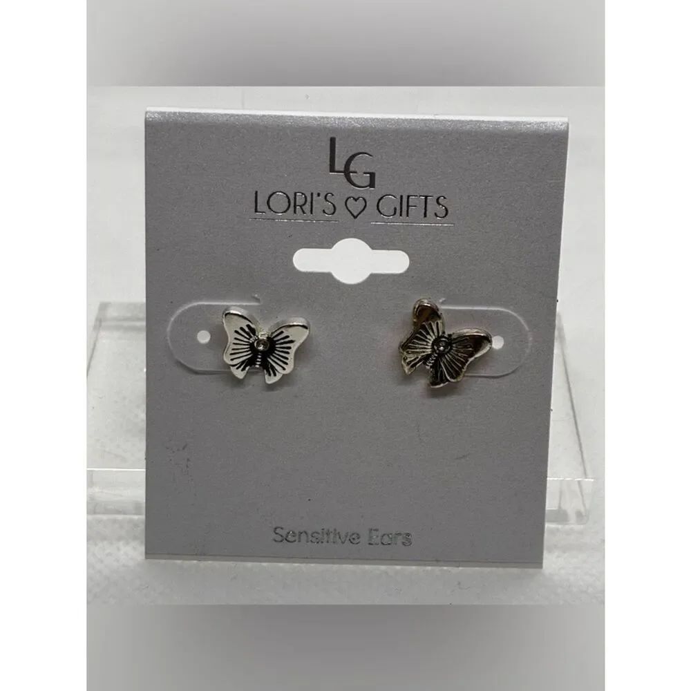 3For$20 Lori's Gifts Silver Butterfly Stud Earrings